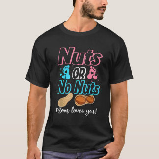 ナッツ派?それともナッツじゃない派?ママが大好きだよベイビー性別お披露目 Tシャツ