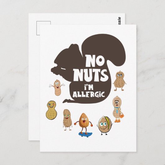 ナッツ無しアレルギー性落花生アレルギー認識度 ポストカード (正面/裏面)
