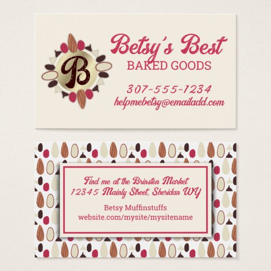 ナッツ類フルーツチョコレートベーキングベーカリーのパティシエ (正面&裏面)