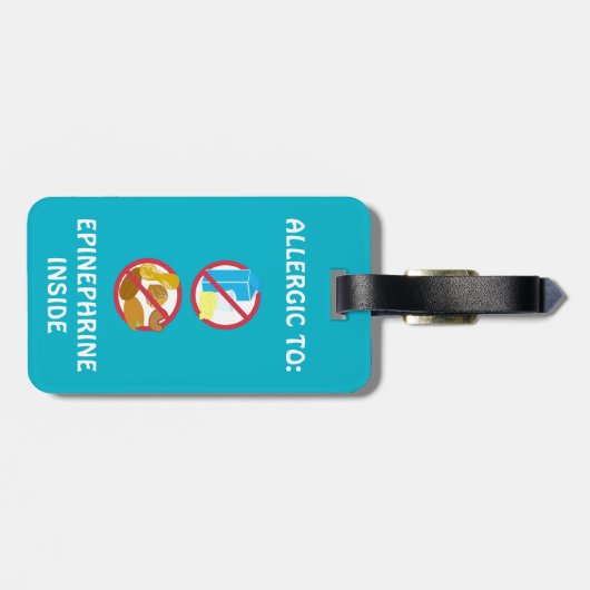 ナットおよび酪農場のアレルギーのてんとう虫の医学警報 ラゲッジタグ (裏面横)