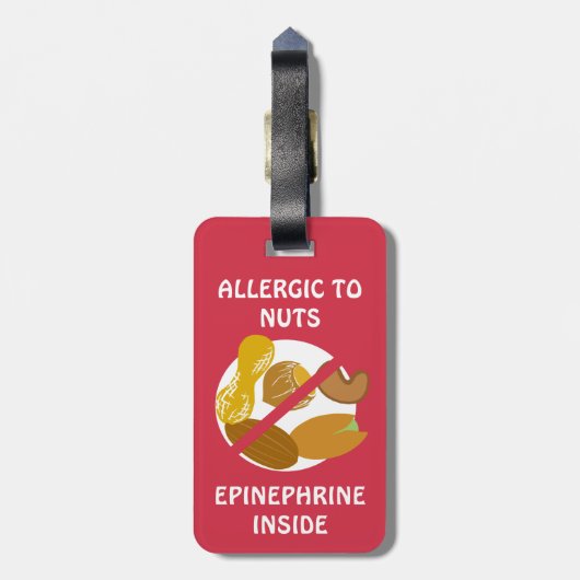 ナットのアレルギー警報のまわりにのラベル ラゲッジタグ (裏面縦)