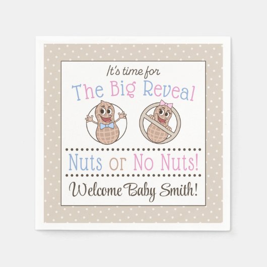 ナットまたはナットなしジェンダーが紙パーティーナプキンを明らかにする スタンダードカクテルナプキン (正面)