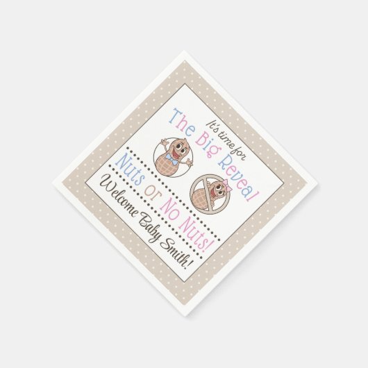 ナットまたはナットなしジェンダーが紙パーティーナプキンを明らかにする スタンダードカクテルナプキン (角)