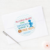 ナットアレルギー警告スーパーヒーローボーイステッカー ラウンドシール (封筒)