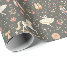 ナットクラッカースイートバレリナホースグレー ラッピングペーパー