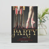 ナットクラッカー&バレリナブラック金ゴールドホリデーパーティー 招待状 (スタンド正面)