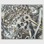 ナット&ボルトギアヘッド光沢ラッピング紙 ラッピングペーパー (フラット)