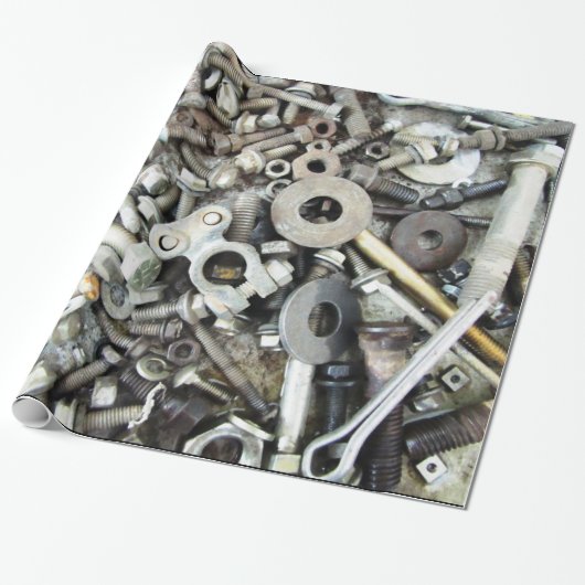 ナット&ボルトギアヘッド光沢ラッピング紙 ラッピングペーパー (アンロールド)