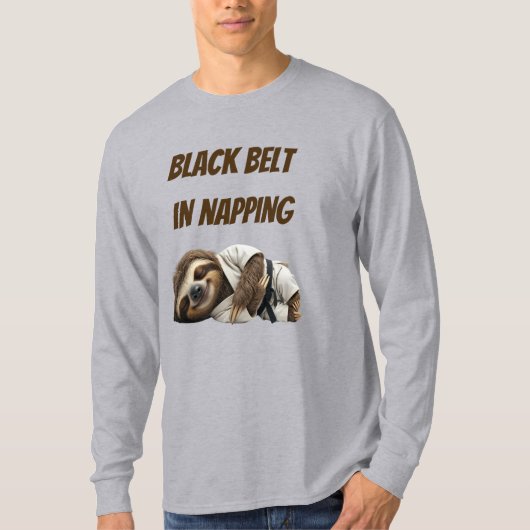 ナッピングの黒帯のナマケモノ Tシャツ (正面)