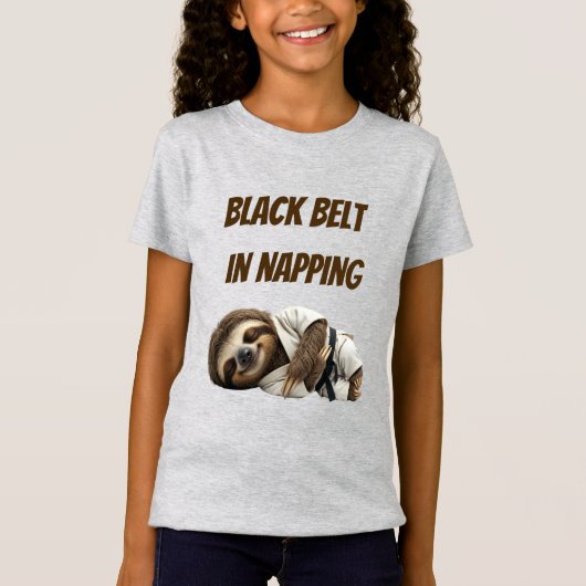 ナッピングの黒帯のナマケモノ Tシャツ (正面)