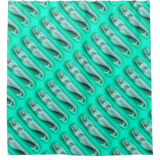 ナップの緑の人魚のパターンの列 シャワーカーテン (正面)