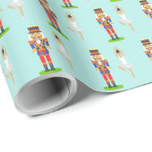 ナツクラッカーとバレエダンサーの光のティール（緑がかった色） ラッピングペーパー (ロールコーナー)