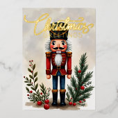 ナツクラッカークリスマスの水色イラストレーション 箔シーズンカード (正面)