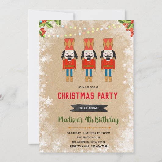 ナツクラッカークリスマスパーティーの招待状 招待状 (正面)