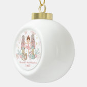 ナツクラッカーパステルピンクバレエベビー初めてのクリスマス セラミックボールオーナメント (右)