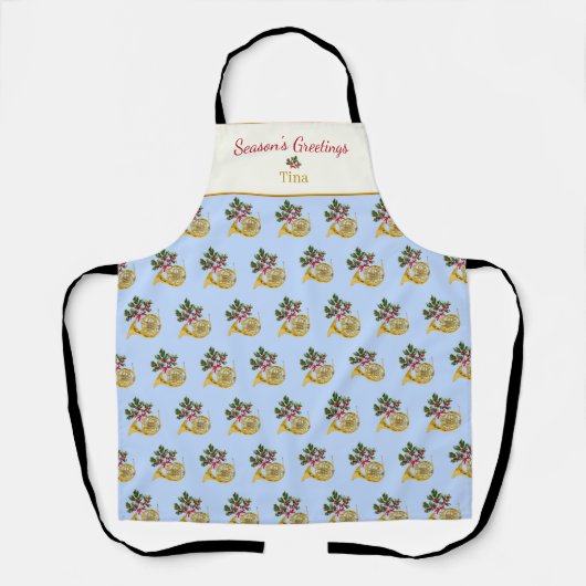 ナツクラッカーホルンブルーフランスのエプロンへのコード エプロン (正面)