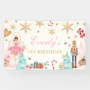 ナツクラッカー誕生日の妖精の国の甘い背景 横断幕