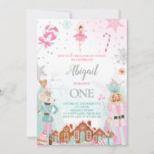ナツクラッカー誕生日ガールランドオブスイーツフェアリーピンク 招待状 (正面)