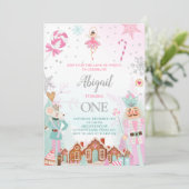 ナツクラッカー誕生日ガールランドオブスイーツフェアリーピンク 招待状 (スタンド正面)