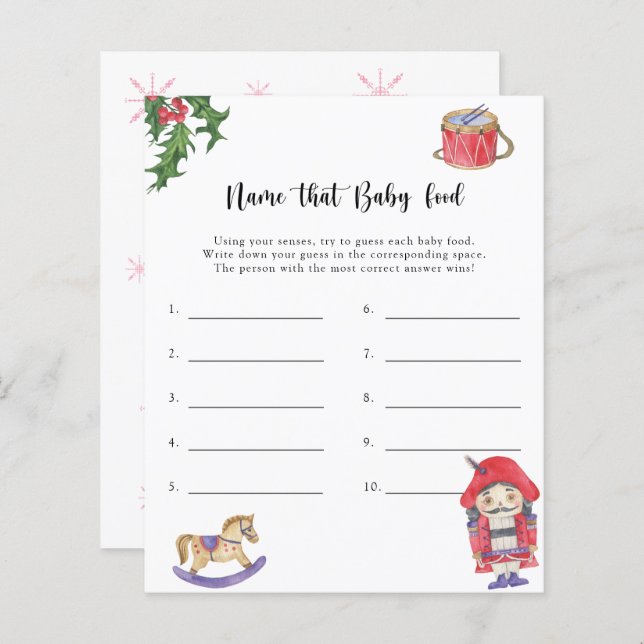 ナツクラッカー – そのベビー食品シャワーゲームの名前 (正面/裏面)