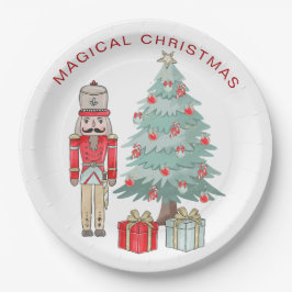 ナツクラッカー、クリスマスツリー&プレゼント紙プレート ペーパープレート