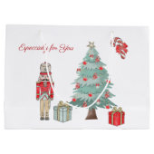 ナツクラッカー、クリスマスツリー、ロッキングホース抱き枕 ラージペーパーバッグ (裏面)