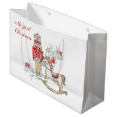 ナツクラッカー、クリスマスツリー、ロッキングホース抱き枕 ラージペーパーバッグ (正面アングル)