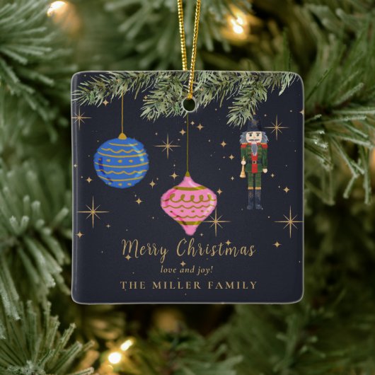 ナツクラッカー、ネイビー セラミックオーナメント (ツリー)