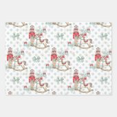 ナツクラッカー、揺れ馬、クリスマスツリー ラッピングペーパーシート (正面)