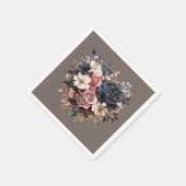 ナツシェルブラウンネイビーホワイトピンクシャワー スタンダードカクテルナプキン (角)