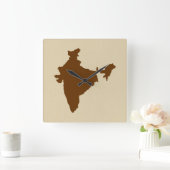 ナツメグスパイスムーズインド スクエア壁時計 (ホーム)