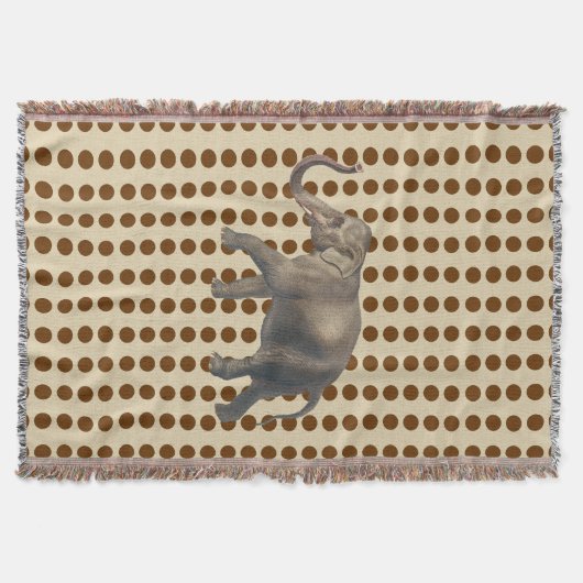 ナツメグスパイスモーズドットとゾウ スローブランケット (正面)
