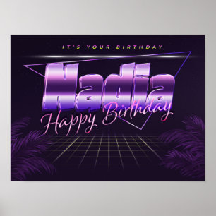 ナディア名Vorname lila retroポスターGeburtstag ポスター