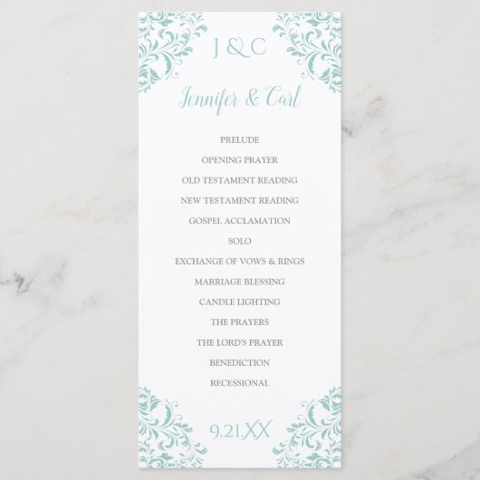 ナディーン結婚式 プログラム |背の高い(ライトターコイズ) (正面)