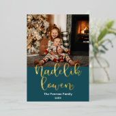 ナデリックローエン、コーンワルのメリークリスマスエレガント。 箔シーズンカード (立ち正面)