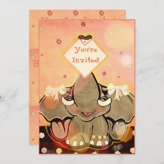 ナトシャザゾウパーティの招待状 案内状 (正面/裏面)