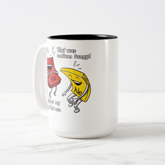 ナトリウムおもしろいな科学の冗談だった化学 ツートーンマグカップ (正面左)