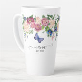 ナナおばあちゃんアナウンスウォーターカラーピンクフローラ カフェラテマグ (左アングル)