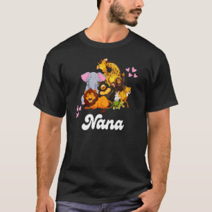 ナナおばあちゃん可愛い動物園の動物ライオンキリン象兵 Tシャツ