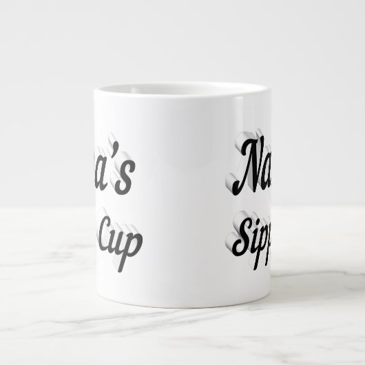 ナナおもしろいコーヒー引用文ブラックハーフ文字 ジャンボコーヒーマグカップ (正面)