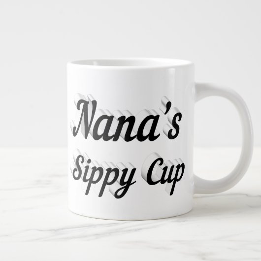 ナナおもしろいコーヒー引用文ブラックハーフ文字 ジャンボコーヒーマグカップ (右)