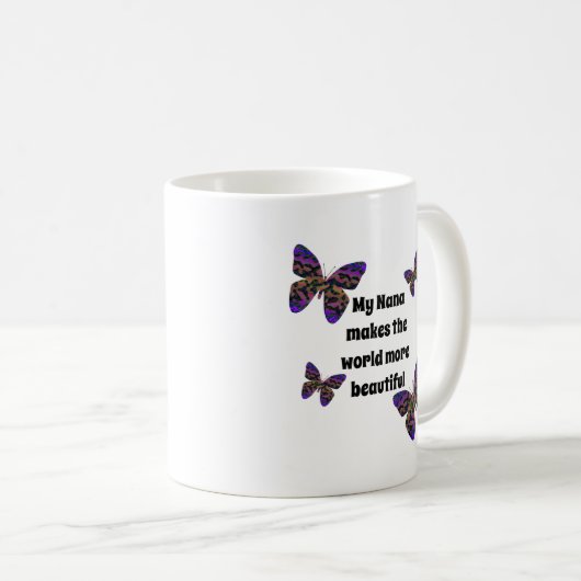 ナナが世界で美しい蝶をカラフル創る コーヒーマグカップ (正面右)