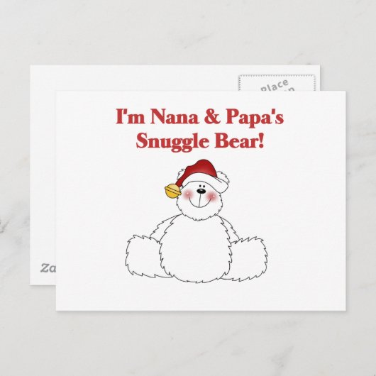 ナナとパパの寄り添うクマTシャツとギフト ポストカード (正面/裏面)