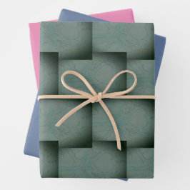 ナナのハート（ブラック&グレー） ラッピングペーパーシート