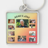 ナナのポートレート10枚の写真グリーン、オレンジ、イエロー キーホルダー (正面)