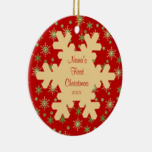 ナナの初めてのクリスマスの赤い雪片のオーナメント セラミックオーナメント (右)