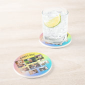 ナナの愛10枚の写真 現代のピンク 青 黄  コースター (側面)