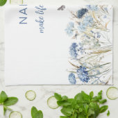 ナナの母の日ほこりっぽい青い花 キッチンタオル (折り畳み)