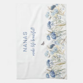 ナナの母の日ほこりっぽい青い花 キッチンタオル (縦)