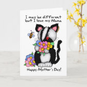 ナナの母の日カード-パンクか石またはEmoの猫および蜂 カード (黄色い花)